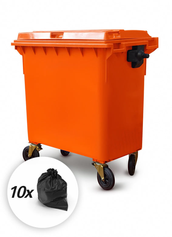 Orange 660 Litre Wheelie Bins