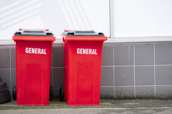 What are red wheelie bins used for?