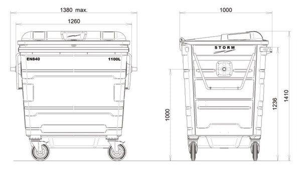 1100 Litre Metal Wheelie Bins