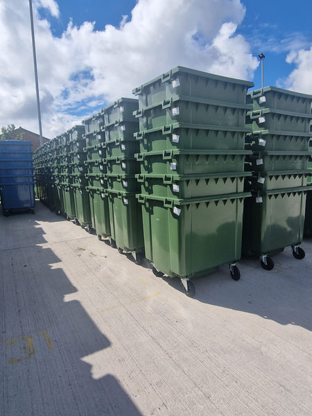 Green 1100 Litre Wheelie Bins