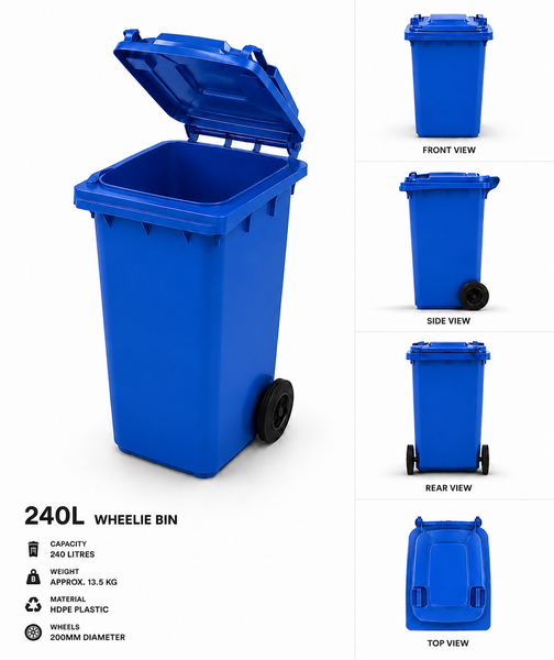 Blue 240 Litre Wheelie Bins