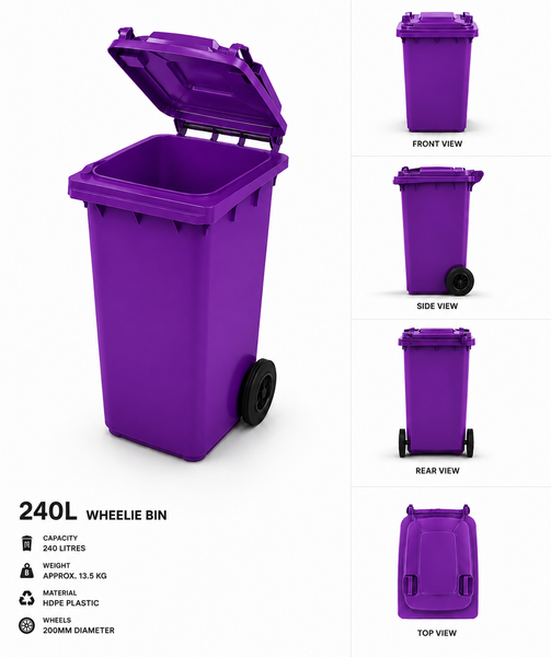 Purple 240 Litre Wheelie Bins