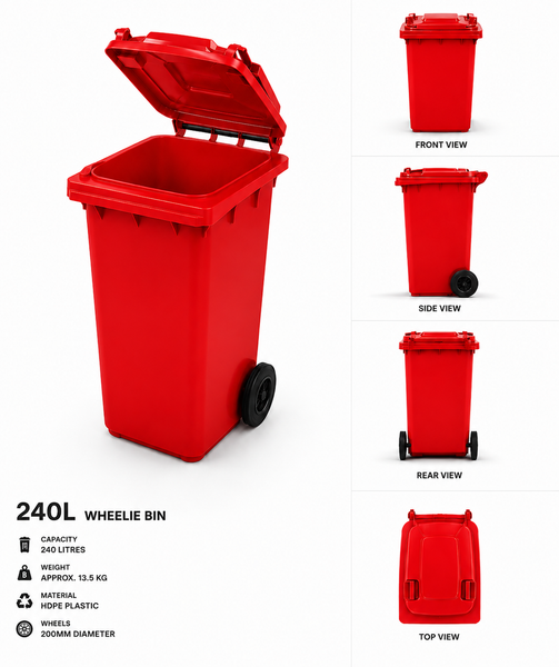 Red 240 Litre Wheelie Bins