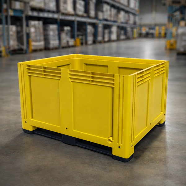 Yellow Plastic Box Pallet with Solid Sides