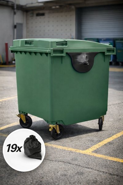 Green 1100 Litre Wheelie Bins