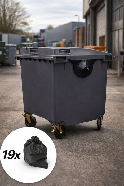 Black 1100 Litre Wheelie Bins