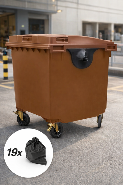 Brown 1100 Litre Wheelie Bins
