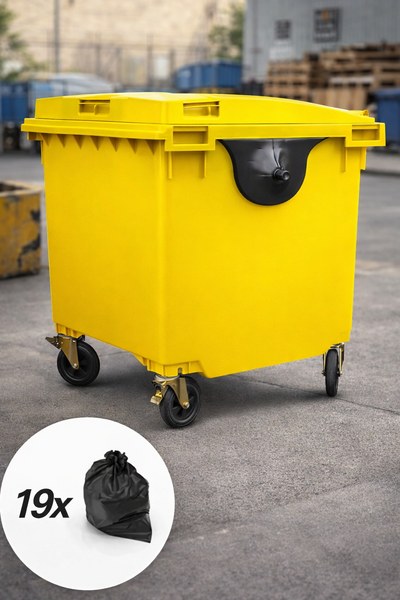 Yellow 1100 Litre Wheelie Bins