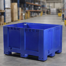 Solid Blue Plastic Box Pallet - 3 Skids