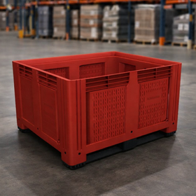 Red Plastic Pallet Box with Vented Sides
