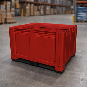 Red Plastic Pallet Box with 2 Skids