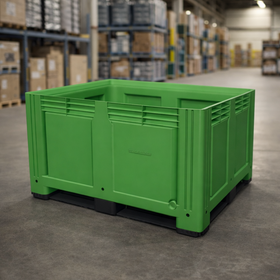 Green Plastic Box Pallet with Solid Sides