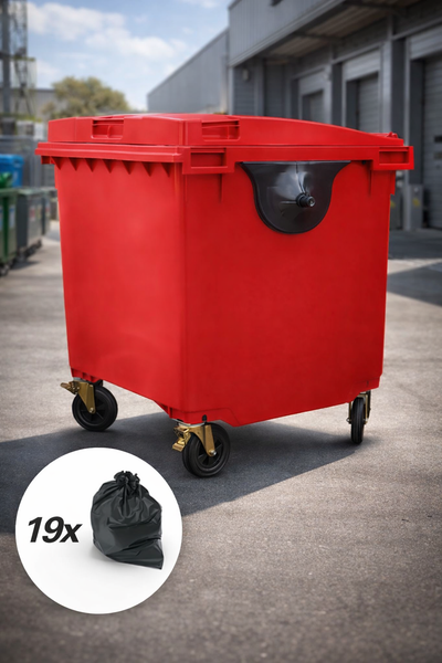 Red 1100 Litre Wheelie Bins