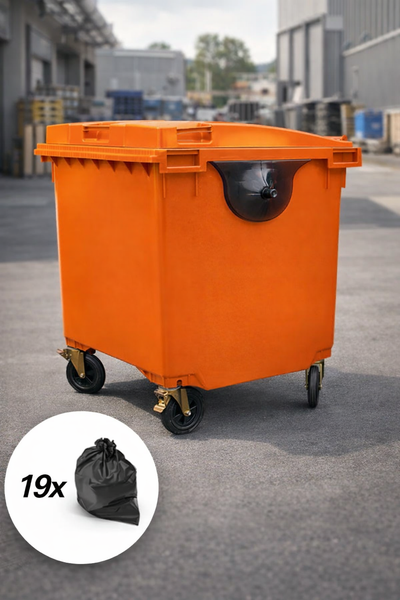 Orange 1100 Litre Wheelie Bins