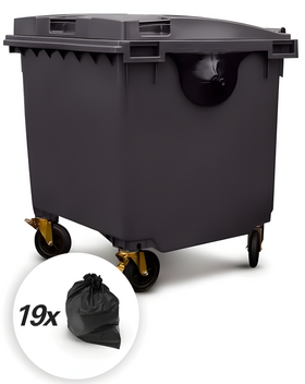 Black 1100 Litre Wheelie Bins