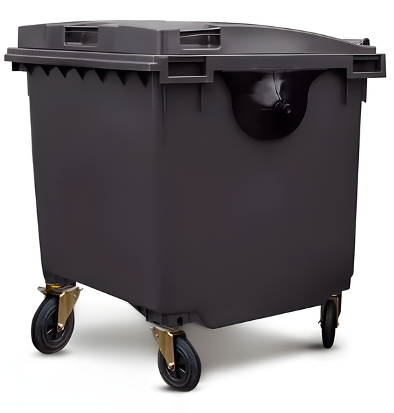 Black 1100 Litre Wheelie Bins