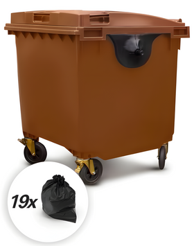 Brown 1100 Litre Wheelie Bins