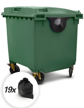 Green 1100 Litre Wheelie Bins