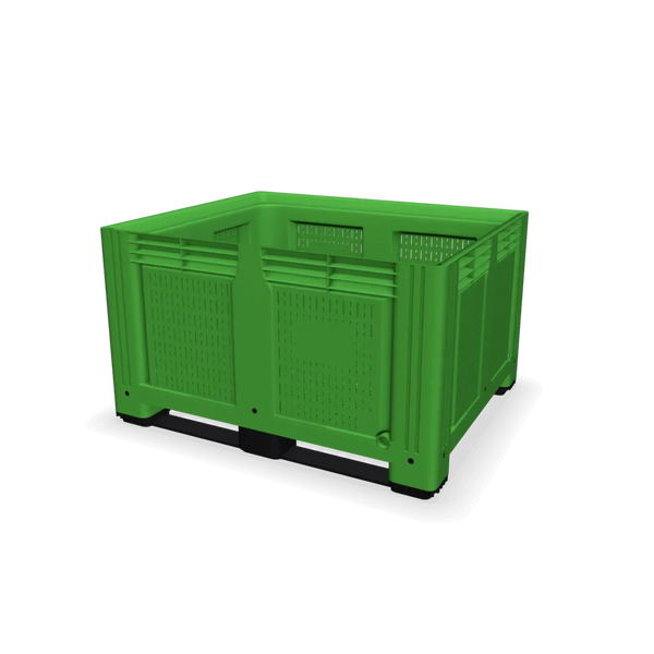 Green Plastic Box Pallet with Vented Sides and Base