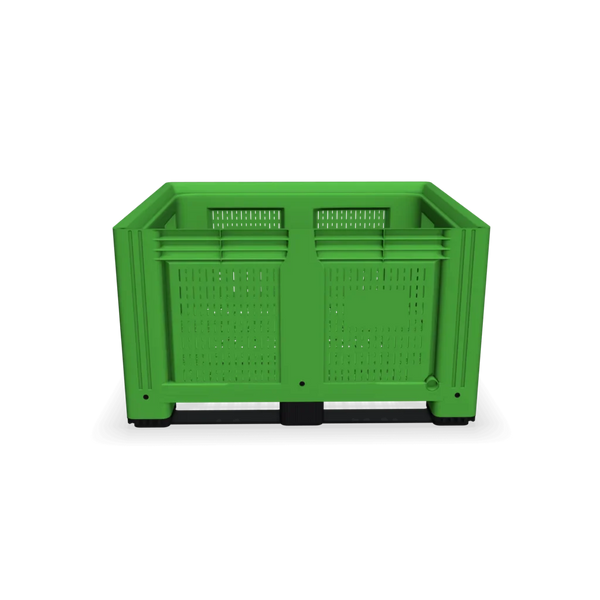 Green Plastic Box Pallet with Vented Sides and Base