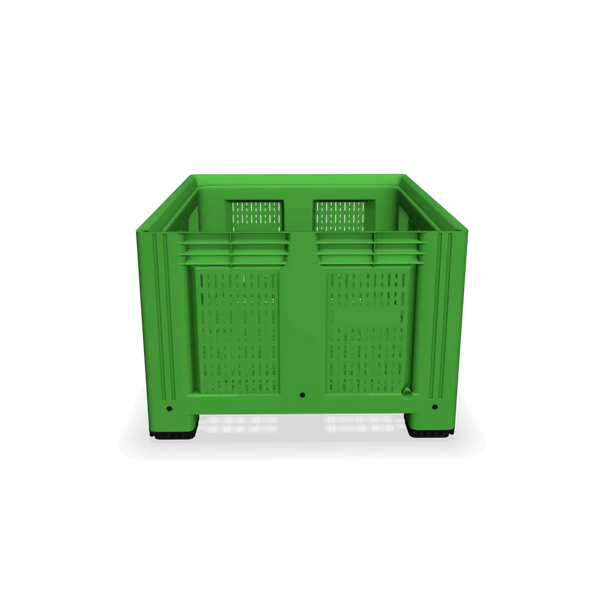 Green Plastic Box Pallet with Vented Sides and Base