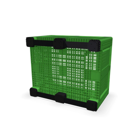 Green Plastic Box Pallet with Vented Sides and Base