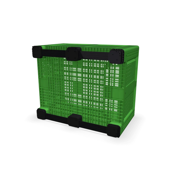 Green Plastic Box Pallet with Vented Sides and Base