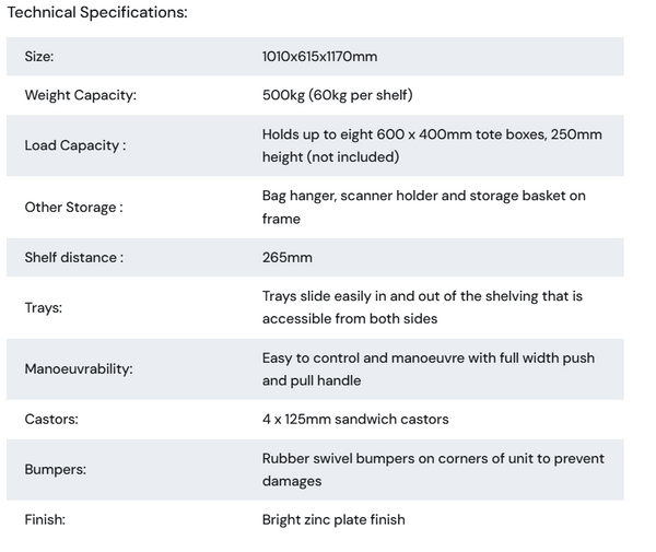 Multi Tier Picking Trolley