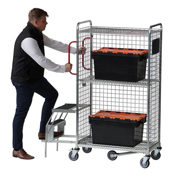 Multifunctional Picking Trolley with Fitted Fold Away Steps