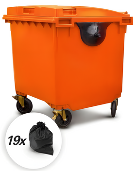 Orange 1100 Litre Wheelie Bins