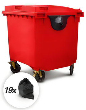 Red 1100 Litre Wheelie Bins