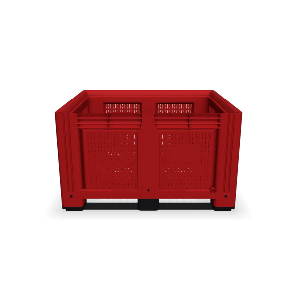 Red Plastic Pallet Box with Vented Sides