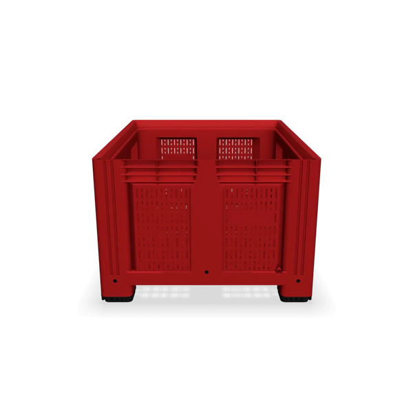 Red Plastic Pallet Box with Vented Sides