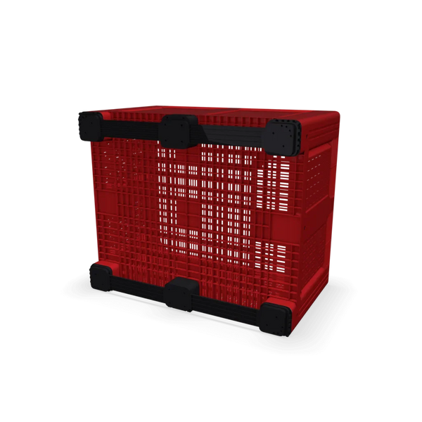 Red Plastic Pallet Box with Vented Sides