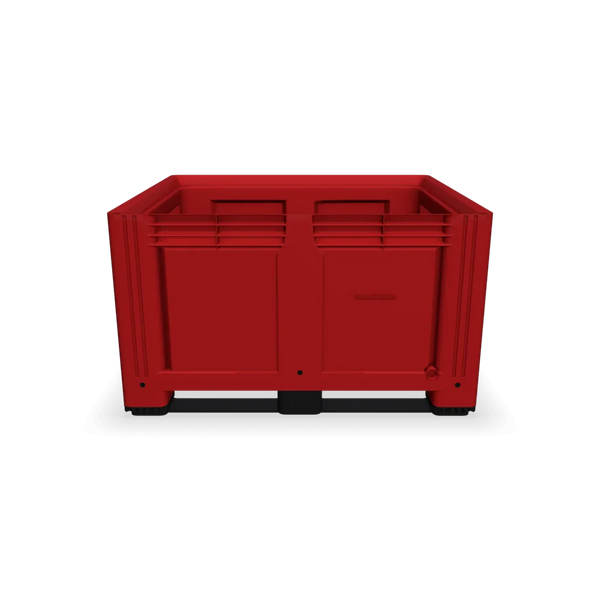 Red Plastic Pallet Box with 2 Skids