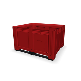 Red Plastic Pallet Box with 2 Skids