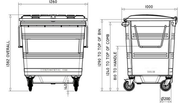 660 Litre Metal Bins