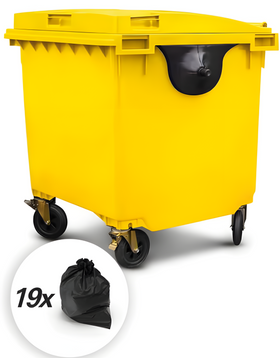 Yellow 1100 Litre Wheelie Bins
