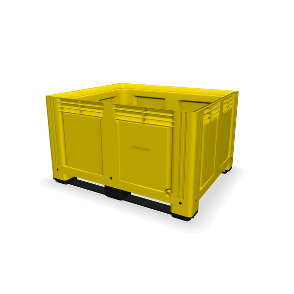 Yellow Plastic Box Pallet with Solid Sides