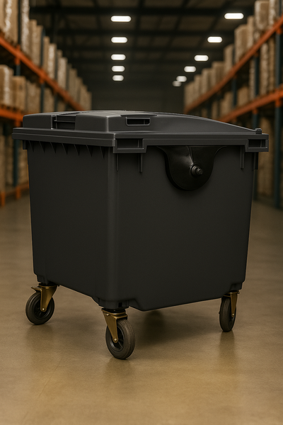 Black 1100 Litre Wheelie Bins