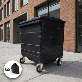 1100 Litre Black Metal Wheelie Bins