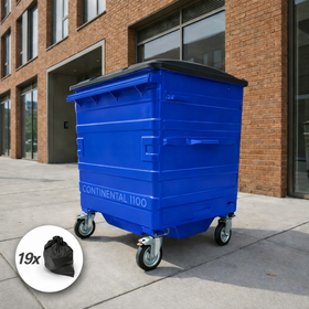 1100 Litre Blue Metal Wheelie Bins