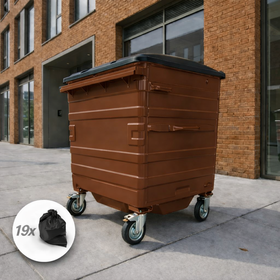 1100 Litre Brown Metal Wheelie Bins