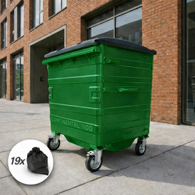 1100 Litre Green Metal Wheelie Bins