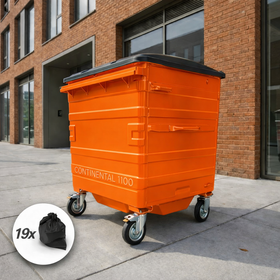 1100 Litre Orange Metal Wheelie Bins