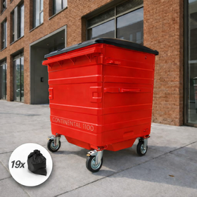1100 Litre Red Metal Wheelie Bins