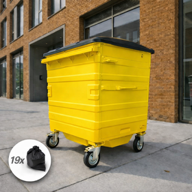 1100 Litre Yellow Metal Wheelie Bins