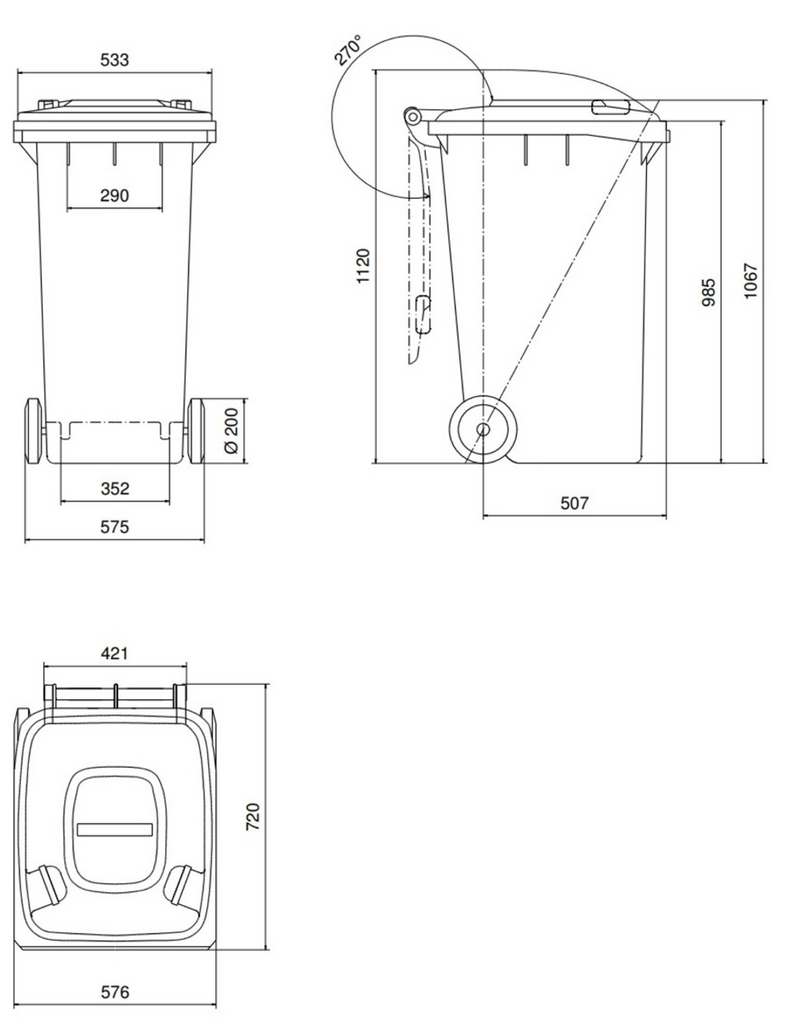 Black 240 Litre Wheelie Bins For Sale