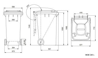 240 Litre Metal Wheelie Bin