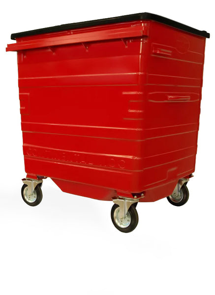 1100 Litre Red Metal Wheelie Bins
